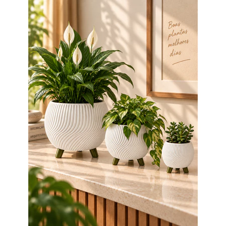 Vaso decorativo branco com pés